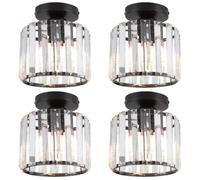 MOGOD LOT DE 4 Plafonnier en Cristal Moderne Noir, E27 Lampe Plafonde Cylindrique, Lustre Luminaire pour Salon Couloir