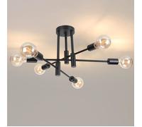 MOGOD Lustre Plafonnier Industriel Vintage, 6 E27 Têtes Lampe de Plafond en Métal Noir, pour Salon Salle à Manger Chambre