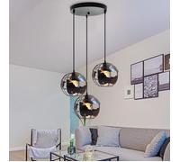MOGOD Lustre Suspendu Cage- Plafonnier Industriel à Disque à 3 Têtes en Métal Lustre Plafonnier Moderne Noir Abat-jour E27
