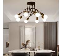 MOGOD Plafonnier Créatif de Salon E27 8 Luminaires Lustre Plafonnier en Fer Forgé Noir style Moderne