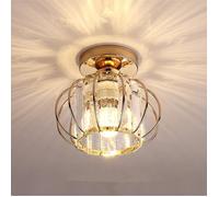 MOGOD Plafonnier Cristal, E27 Luminaire Lampe de Plafond Moderne - Lustre en Cristal Métal Doré, pour Chambre Salle à Manger