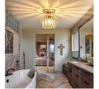 MOGOD Plafonnier Cristal, E27 Luminaire Lampe de Plafond Moderne - Lustre en Cristal Métal Or Rose, pour Salon Couloir