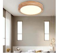 MOGOD Plafonnier LED en Bois, 24 W 4500K Lumière Naturelle, Plafonnier Rond Ø 30CM*H 5CM, pour Cuisine Couloir Salle à Manger