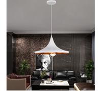 MOGOD Suspension Luminaire design Moderne Plafonnier Cage en Aluminium E27 Blanc Lustre Ajustable pour Chambre Salon