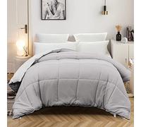 MOHAP Couette Bicolore 4 Saisons Couette d'été Légère 450g/m² 220x240cm Hypoallergénique Gris Clair + Blanc Couette de Lit Réversible 2 Personnes Edredon