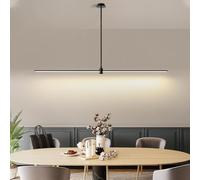 Moilsren Suspension Luminaire Moderne, Lustre Salle À Manger, Luminaire Suspension Noir LED Dimmable Design linéaire, Luminaire Suspendu Réglable Pour Salle À Manger Cuisine Salon (150cm)