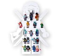 moin minis Étagère pour chambre d'enfant pour 18 mini-figurines compatibles avec les figurines Ninja, briques de construction, étagère de rangement, vitrine de collection, étagère murale, système