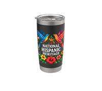 Mois du patrimoine hispanique, oiseaux floraux, Latino Pride Art Latina Gobelet isotherme en acier inoxydable double paroi