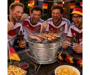 Mojawo Barbecue d'extérieur - Seau à feu - Mini barbecue portable - Diamètre : 27 x H 22 cm - Avec grille de cuisson