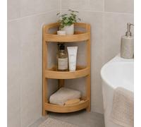 Mojawo Étagère d'angle murale en bambou pour salle de bain, 100 % bambou, 3 étagères, 23 x 61 cm