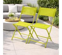 Mojawo Lot de 2 chaises de jardin pliantes à dossier haut - En acier revêtu par pulvérisation - Résistant aux intempéries - Vert citron - Peu encombrante