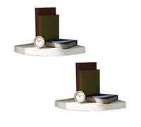Mojawo Lot de 2 étagères murales d'angle en MDF Blanc 30 x 30 cm