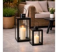 Mojawo Lot de 2 lanternes de jardin XXL - Lanternes en métal - Noir - Environ 34/47 cm