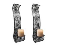 Mojawo Lot de 2 Porte Bougie Muraux Décoratifs pour Bougies Pilier Argenté
