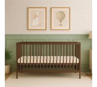 Mokee Midi Lit Bébé Évolutif 70 x 140 cm - Naissance à 5 Ans Environ - Lit Convertible en Bois Massif - en Hêtre Massif Certifié FSC - Sommier à Lattes - Convertible en Lit Junior (Noyer)