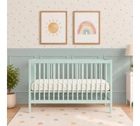 Mokee Mini Lit Bébé Évolutif 60 x 120 cm - Naissance à 3 Ans Environ - Lit Convertible en Bois Massif - Hêtre Massif Certifié FSC - Sommier Ajustable à Lattes - Convertible en Lit Junior (Menthe)