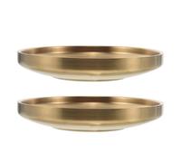 MOKKHNB 2 Pièces Plateau de Rangement Décoratif Surface Polie en Acier Inoxydable Or, Forme Ronde Sections Dédiées Base Plate pour Clés, Bagues et Bougies pour Salle de Bain ou Commode