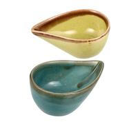 MOKKHNB 2pièces Bol Céramique Aromathérapie Vert et Bleu Support Huiles Essentielles Décoratif pour Maison Salon de Beauté Bols Délicats Faciles à Nettoyer Usage Polyvalent
