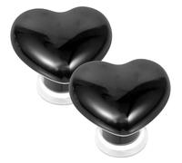 MOKKHNB Bouton chasse d'eau cœur lot de 2 en céramique, accessoire décoratif pour réservoir de toilettes, aide fonctionnelle et protection manucure, usage salle de bain maison
