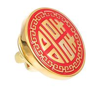MOKKHNB Broche en Cuivre Dorée Double Symbole 1 Pièce - Épingle de Poitrine Chinoise pour Marié et Témoin, Accessoire Mariage Élégant pour Décoration de Vêtements Homme