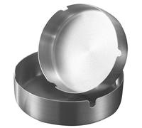 MOKKHNB Cendrier en Acier Inoxydable 2 Pièces 3 Fentes, Solide et Spacieux, Design Moderne pour Maison et Bar, Accessoire pour Fumeurs