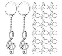 MOKKHNB Lot de 20 porte-clés vintage en forme de notes de musique, breloques en alliage pour cadeaux de fête sur le thème de la musique, loisirs créatifs et cadeau de remerciement pour un