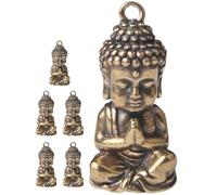 MOKKHNB Lot de 6 Breloques en Laiton de Bouddha Rétro, Porte-clés Créatifs, Économiseurs D'espace et Décoration Intérieure Élégante