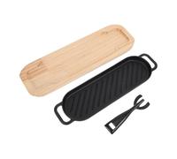 MOKKHNB Poêle à fajitas en fonte (1 pièce) : Poêle à griller avec poignée et fond - Plaque de cuisson pour poisson et viande, style coréen/japonais teppanyaki