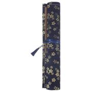MOKKHNB Trousse Enroulable Sangle de Fixation Grosse Capacité, en Tissu Bleu Léger Rangement Portable pour Pinceaux de Calligraphie et Peinture pour Fournitures Artistiques