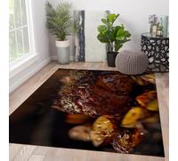 MOKOSAISE 100x150cm Tapis Lavable Cuisine Tapis Vintage Grand pour Salon Chambre Salle à Manger Motif Steak grillé et Pommes de Terre Moquette intérieure à Poil Bas