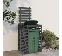 Mokuyary Abri pour Poubelle sur roulettes Gris Bois Massif de pin, Abri de Jardin Cache pour poubelles, Conteneur d'extérieur Coffre de Rangement avec Porte et Couvercle