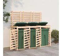 Mokuyary Abri pour Poubelle Triple sur roulettes Bois Massif de pin, Abri de Jardin Cache pour poubelles, Conteneur d'extérieur Coffre de Rangement avec Porte et Couvercle