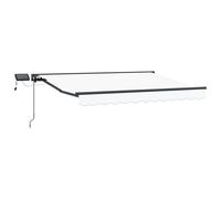 Mokuyary Cadre de Store Manuel avec LEDs Blanc Anthracite 3x2,5 m Jardin A | Auvent de Terrasse, Marquise Brise Soleil de Balcon Protection Solaire pour Patio, Extérieur
