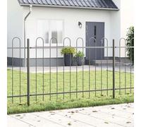 Mokuyary Clôture de Jardin 5 pièce Gris 8,5 x 0,8 m Acier revêtu de Poudre, Extérieure Décorative Clôture de Panneaux Barrière Animale pour Cour, Arrière, Patio, Terrasse-A2
