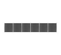 Mokuyary Ensemble de Panneau de clôture WPC 1045x186 cm Noir, Clôture de Jardin Extérieure Décorative de Panneaux Barrière Animale pour Cour, Arrière, Patio, Terrasse