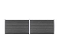 Mokuyary Ensemble de Panneau de clôture WPC 353x105 cm Noir, Clôture de Jardin Extérieure Décorative de Panneaux Barrière Animale pour Cour, Arrière, Patio, Terrasse