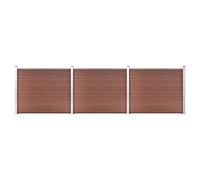 Mokuyary Ensemble de Panneau de clôture WPC 526x146 cm Marron, Clôture de Jardin Extérieure Décorative de Panneaux Barrière Animale pour Cour, Arrière, Patio, Terrasse