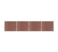 Mokuyary Ensemble de Panneau de clôture WPC 699x146 cm Marron, Clôture de Jardin Extérieure Décorative de Panneaux Barrière Animale pour Cour, Arrière, Patio, Terrasse
