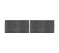 Mokuyary Ensemble de Panneau de clôture WPC 699x186 cm Noir, Clôture de Jardin Extérieure Décorative de Panneaux Barrière Animale pour Cour, Arrière, Patio, Terrasse