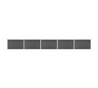 Mokuyary Ensemble de Panneau de clôture WPC 872x105 cm Noir, Clôture de Jardin Extérieure Décorative de Panneaux Barrière Animale pour Cour, Arrière, Patio, Terrasse