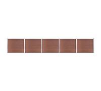 Mokuyary Ensemble de Panneau de clôture WPC 872x146 cm Marron, Clôture de Jardin Extérieure Décorative de Panneaux Barrière Animale pour Cour, Arrière, Patio, Terrasse