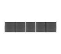 Mokuyary Ensemble de Panneau de clôture WPC 872x186 cm Noir, Clôture de Jardin Extérieure Décorative de Panneaux Barrière Animale pour Cour, Arrière, Patio, Terrasse