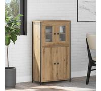 Mokuyary Haut Armoire Chêne Artisanal 62 x 32 x 106,5 cm, Buffet avec Compartiment Meuble de Rangement, Armoire Latérale de Cuisine pour Salon, Chambre
