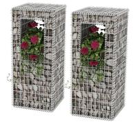Mokuyary Jardinière/Poteau de Panier Gabion 2 pièce Acier 50x50x120 cm Cages à Pierres, Clôture de Jardin Grille de Gabion pour Extérieur, Terrasse, Arrière-Cour, Pelouse