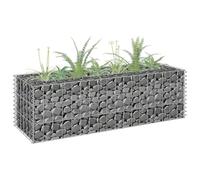 Mokuyary Jardinière surélevée en gabion en acier galvanisé 90 × 30 × 30 cm Panier en métal, mur de pierre comme clôture de jardin, grille de gabion comme brise-vue