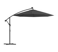 Mokuyary Parasol de Jardin en Porte-à-Faux et Lumières LED Mât en Acier B