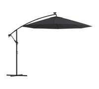 Mokuyary Parasol de Jardin en Porte-à-Faux et Lumières LED Mât en Acier D