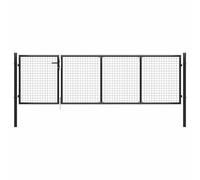 Mokuyary Portail de Jardin en Acier 350 x 75 cm Anthracite Portillon de Jardin, Clôture de Extérieure Porte pour Cour, Arrière, Patio et Terrasse