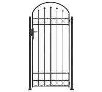 Mokuyary Poteau de clôture. Assen 200 x 88 x 14 cm Acier Gris Portillon de Jardin, Clôture de Extérieure Porte pour Cour, Arrière, Patio et Terrasse-A2