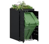 Mokuyary Rangement pour bac à roulettes avec Toit de jardinière pour bac Unique de 240L, Abri de Jardin Cache pour poubelles, Conteneur d'extérieur Coffre de Rangement avec Porte-A1